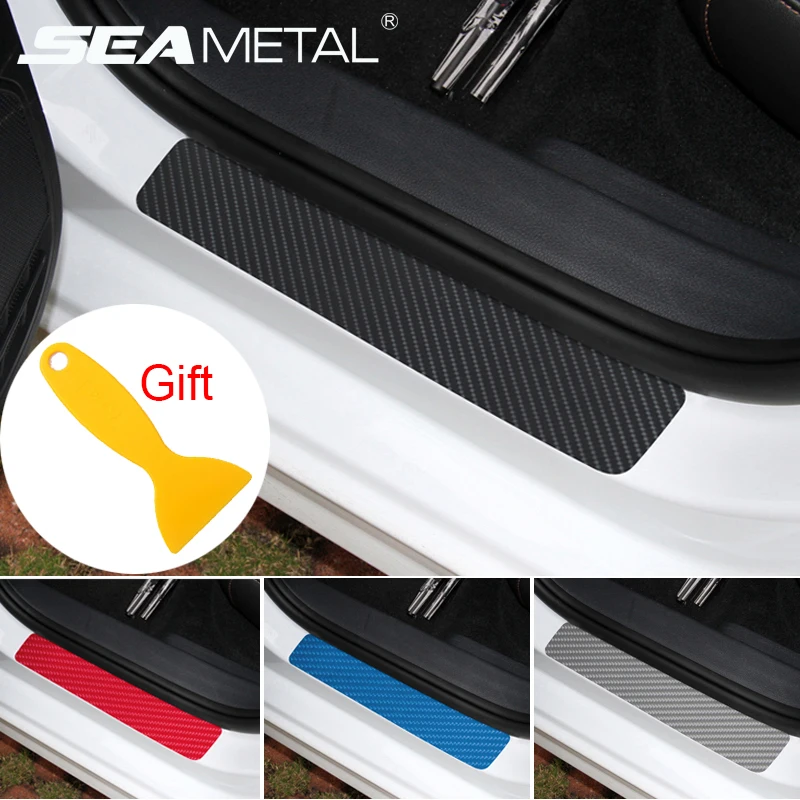 

Carbon Fiber Car Stickers Door Pedal Bumper 3D Scratch Protector Sill Scuff Threshold Front Rear Guard Decal Car-styling Protect