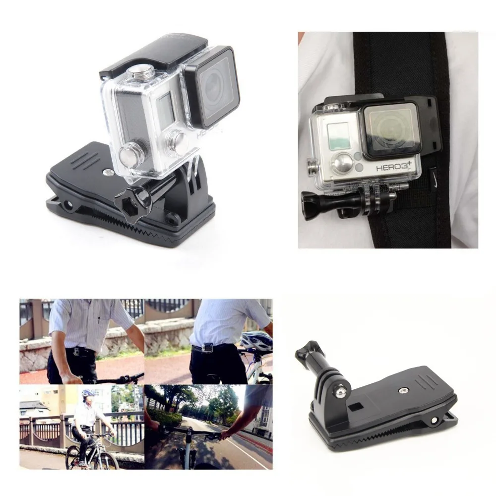 For Gopro Sj4000 Accessories 360 Degree Rotary Backpack Hat Clip Fast