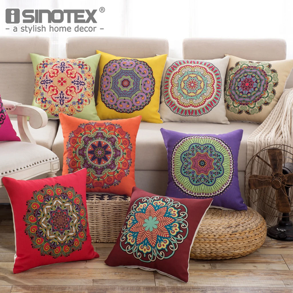 Linen Fabric Cushion Cover Pillowcase Pillow Case Christmas Gift Floral Decorate Home Textile Sofa Living Room 18 Colors 45x45CM | Дом и сад