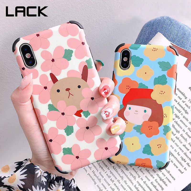 

LACK Anti-knock flower Phone Case For iphone XS Max XR Cases For iphone X 6 6S 7 8 Plus Cute Cartoon Dog Colorful Floral Cover