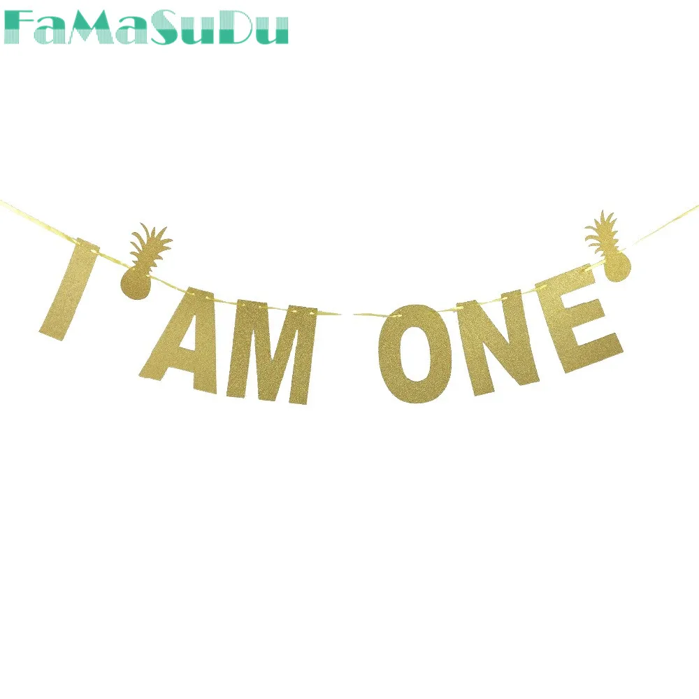 1 set I Am One First Birthday Party Bunting Banner 1st ...