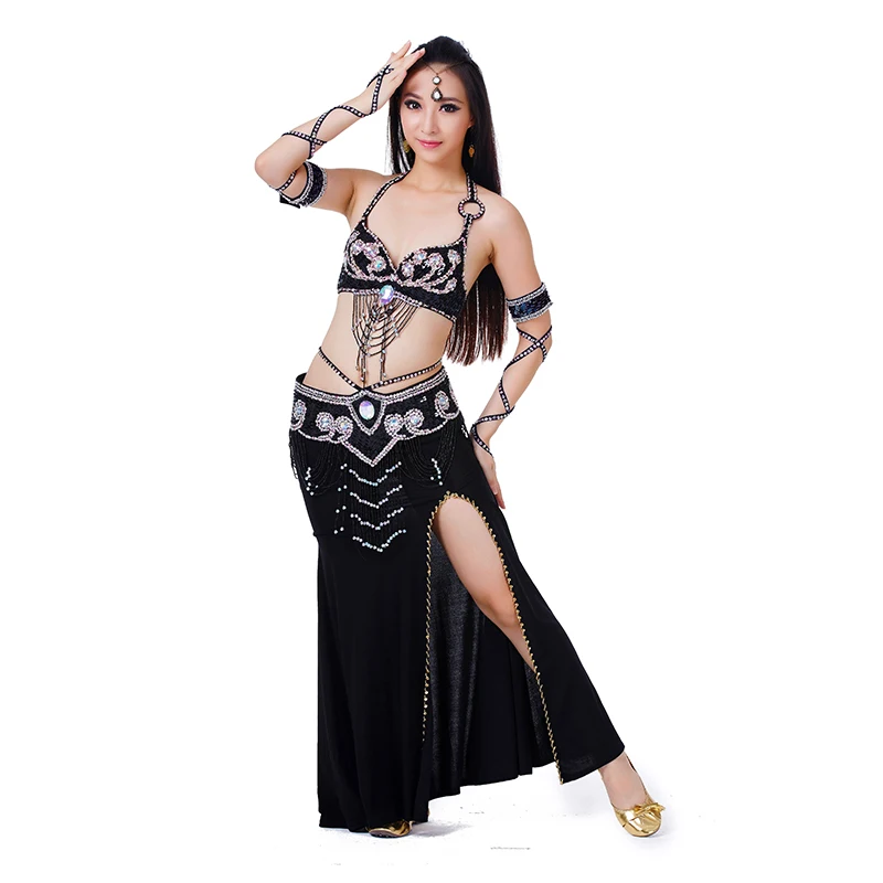 Женский костюм для танца живота юбки и комплекты топов индийский танец живота одежда для танца живота 3 предмета(бюстгальтер+ платье+ талия