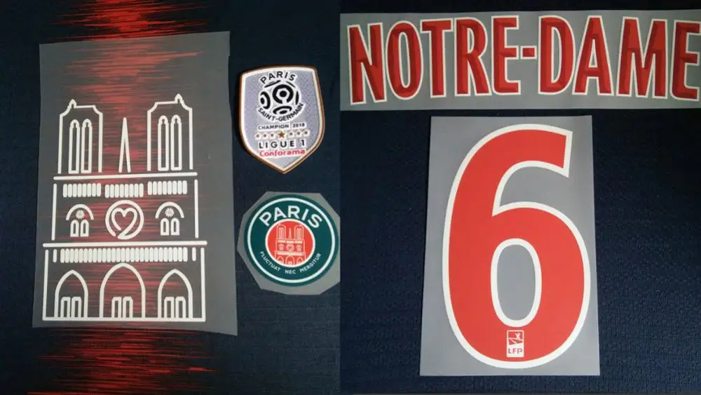 Notre Dame Nameset Mabppe nameset Neymar JR Кавани ВЕРРАТТИ nameset Ligue 1 Чемпион патч колеблющийся