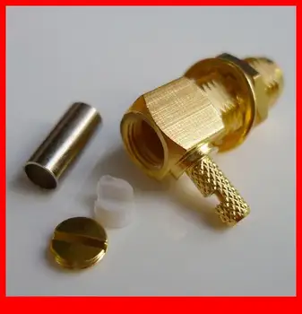 

10 pcs Reverse SMA Jack(plug pin) bulkhead Right Angle connector crimp for RG316