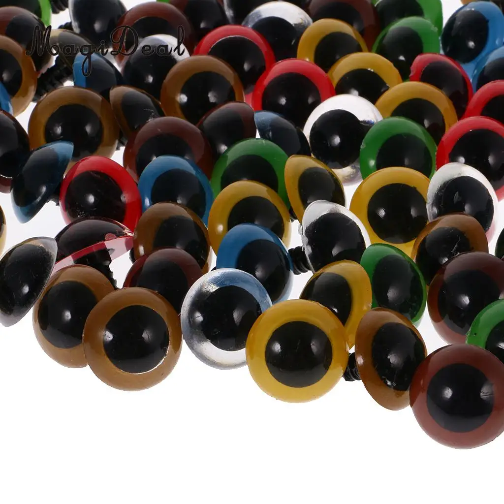 MagiDeal 100Pcs/Pack Mixed Color Plastic Safety Eyes with Washers for Dolls Animal Bear Making DIY Craft Handmade Toy 7Kinds
