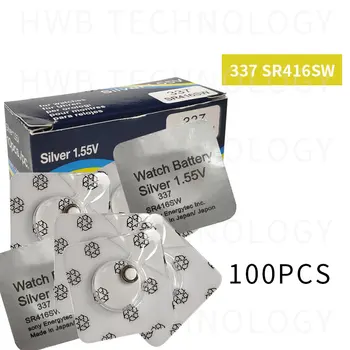 

100pcs/lot Original New Watch battery 337 SR416SW Silver 1.55V button cell battery for swatch watch LED Headphone
