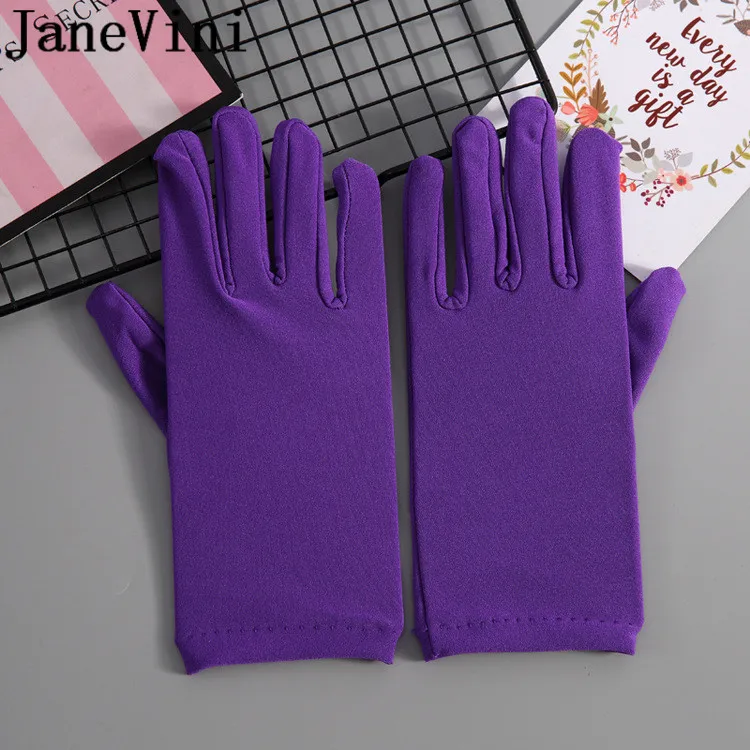 JaneVini эластичный спандекс свадебные перчатки для невесты Короткие свадебные перчатки женские Вечерние перчатки черные бруиды handschoentjes