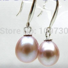 Ry00350 Подлинная 9*10 мм Лавандовая розовая идеальная жемчужная серьга akoya