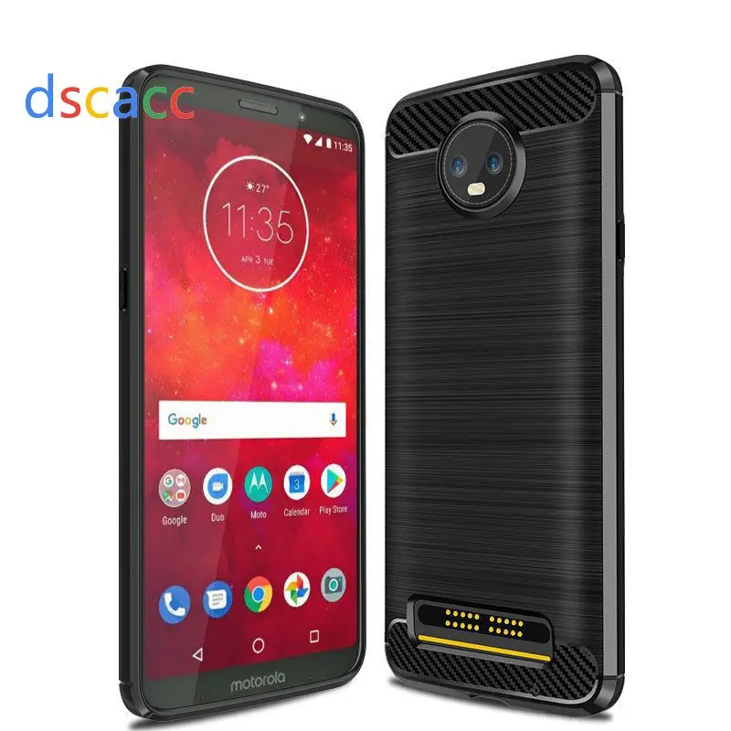 dscacc Carbon Fiber Brushed TPU Case for Moto G6 Play G5 Plus G5S X4 Z2 Force Z 2018 Z3 100pcs |