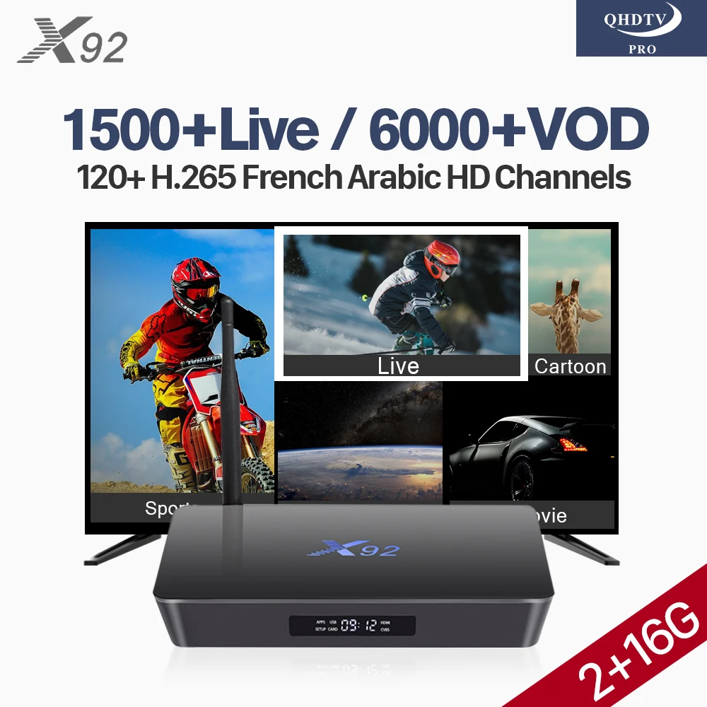 

X92 Box with 1 Year QHDTV Pro IPTV Subscription Android TV box 2G 16G S912 Arabic French Netherlands QHDTV Pro IPTV Subscription