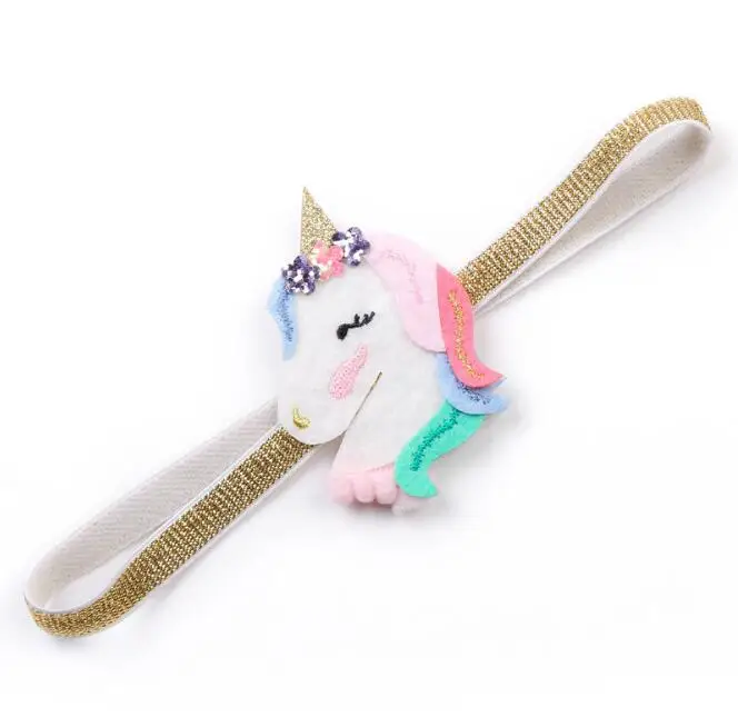 10Pc Hair Accessories Unicorn Hair Band Hair Hoop Handmade Rainbow Headwear Hairband Children's Solid Covered New Year Gift
