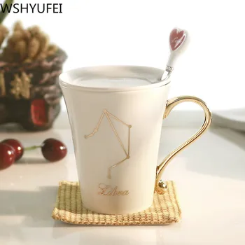 

Twelve constellation ceramic cups fashion mug couples cup coffee cups home tea set drinking utensils with spoon cover
