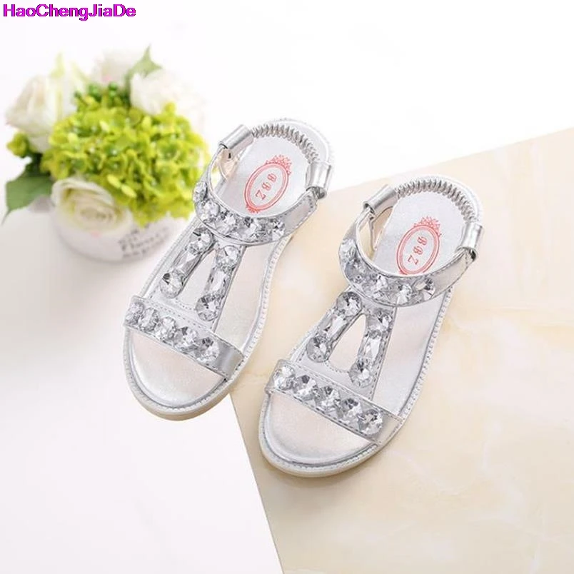 

HaoChengJiaDe 2018 Girls Sandals Summer Kids Soft Princess Nice Bling Peep-Toe Chilldren Sandals For Girls Size 26-36