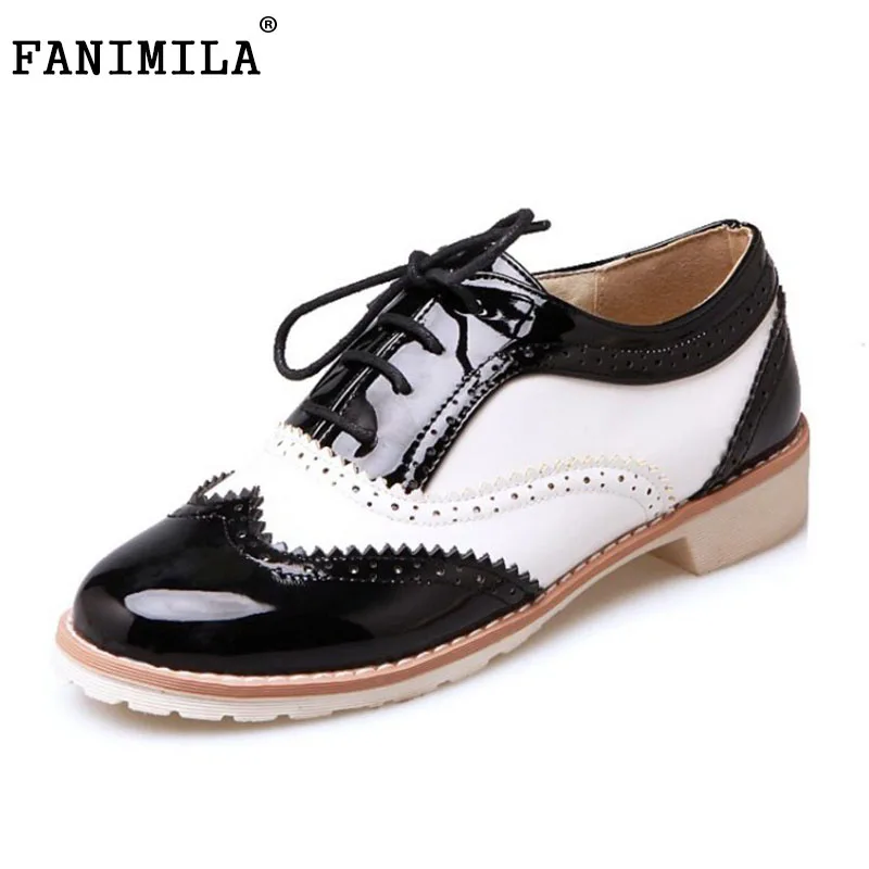 

FANIMILA Size 33-43 Sweety Spring Shoes Women Med Heel Hollow Out Cross Tied Mixed Color Pumps Girls' Preppy Chic Footwear