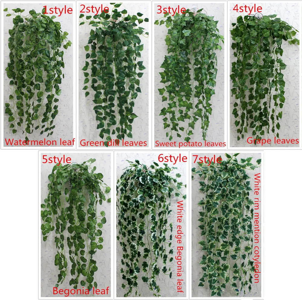 1 pcs 90cm cheap Artificial Ivy Leaf Artificial Plants Green Garland Plants Vine Fake Foliage