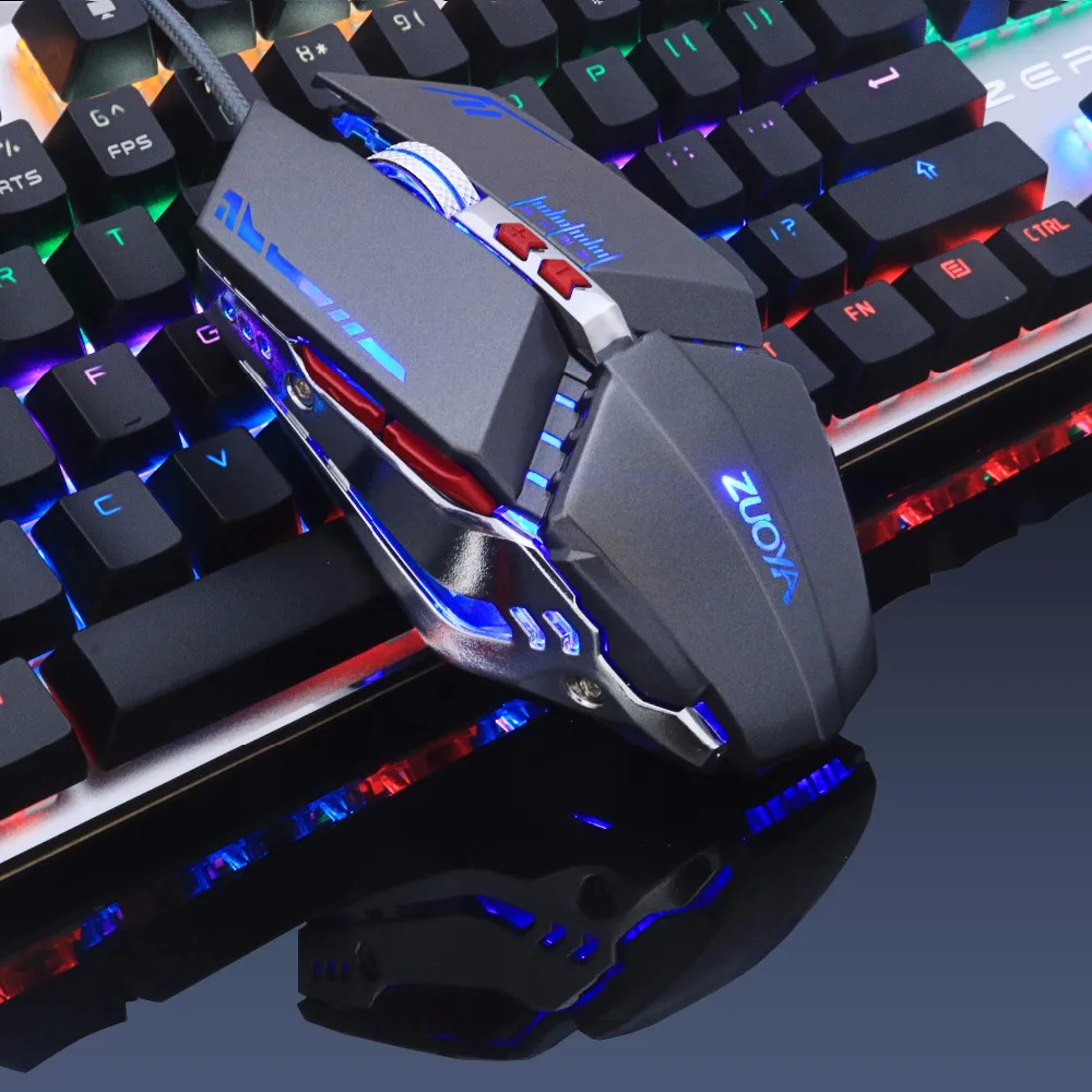 Проводная игровая мышь ZUOYA макро 3200DPI регулирусветодиодный светодиодная