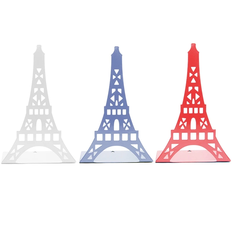

1pair Fashion Eiffel Tower Design Bookshelf Large Metal Bookend Desk Holder Stand For Books Organizer Gift Stationery