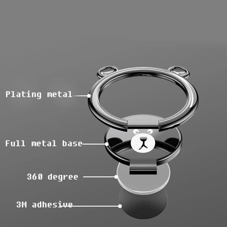 Cartoon bear Finger Ring Holder For Mobile Phone Universal Magnetic 360 Degree Metal Stand Holder For iPhone for Samsung (11)