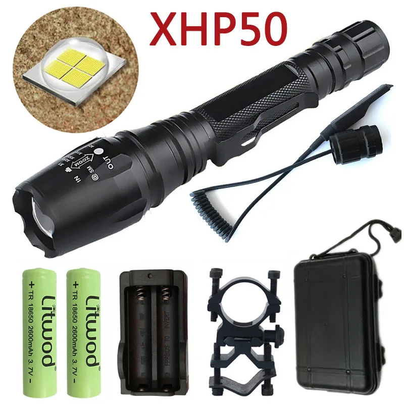 Светодиодный фонарик Litwod Z90 Охотничий Тактический CREE XHP50 18650 лм фонарь для езды на