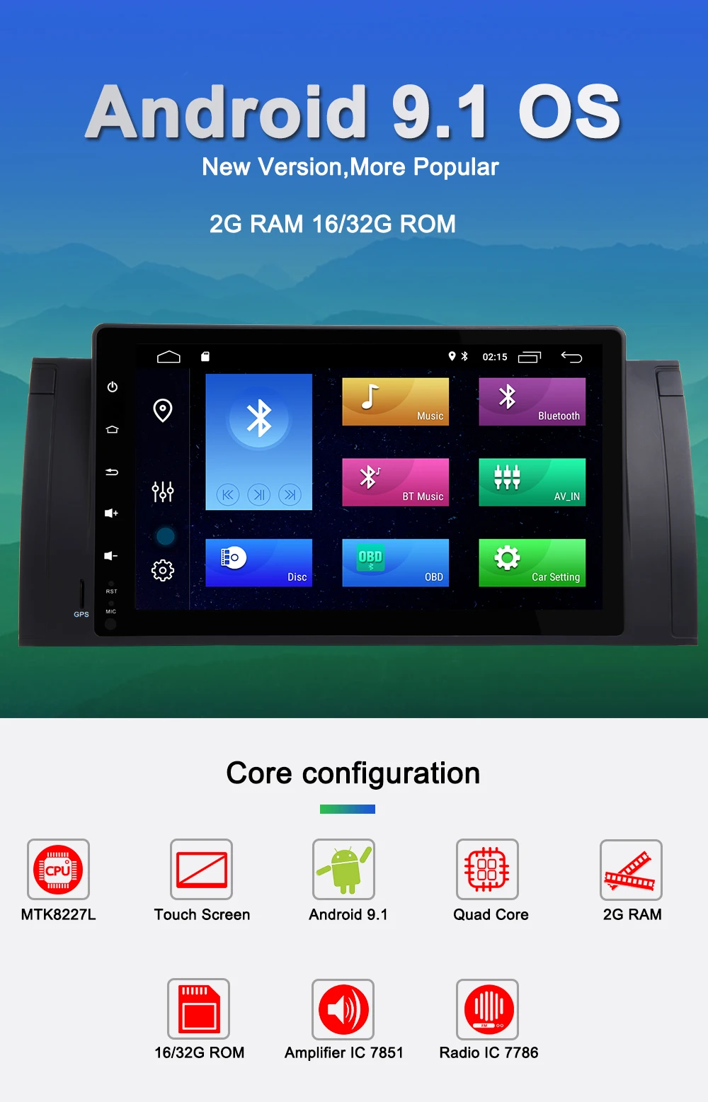Perfect NAvivox 9" Android 9.1  Car DVD Stereo Multimedia Radio GPS for BMW E39 E53 M5 0