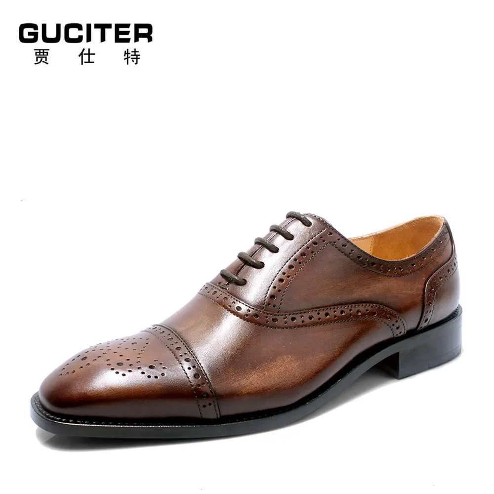 

Guciter Free Shipping Goodyear process manual pure manual brush color custom mens leather shoes small square toe man shoes