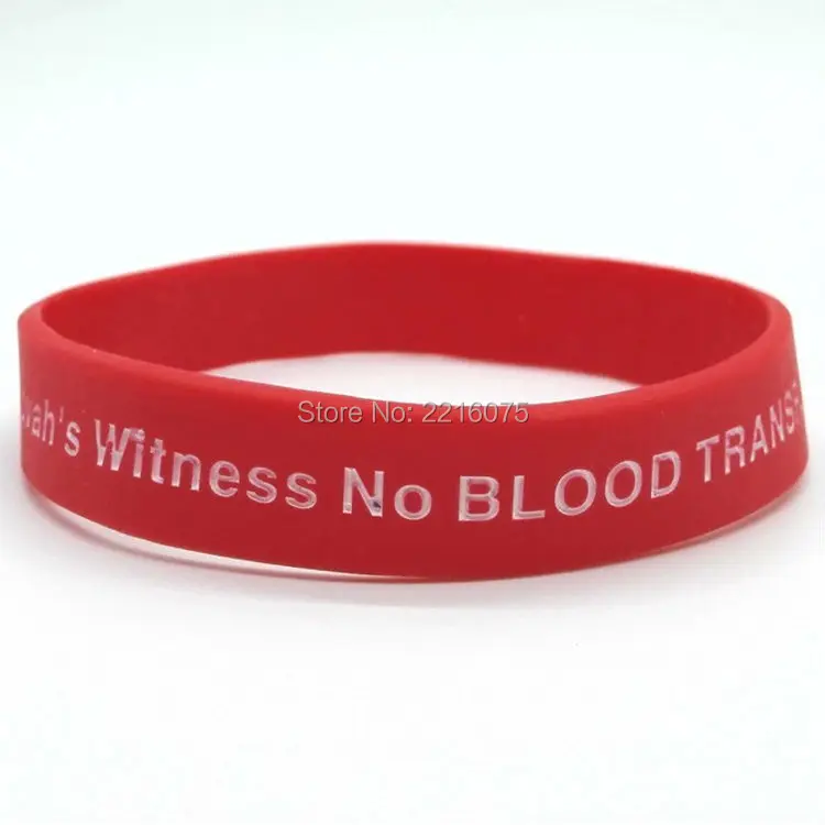 JW.org No Blood Medical Alert Flexible Silicone Wristband red