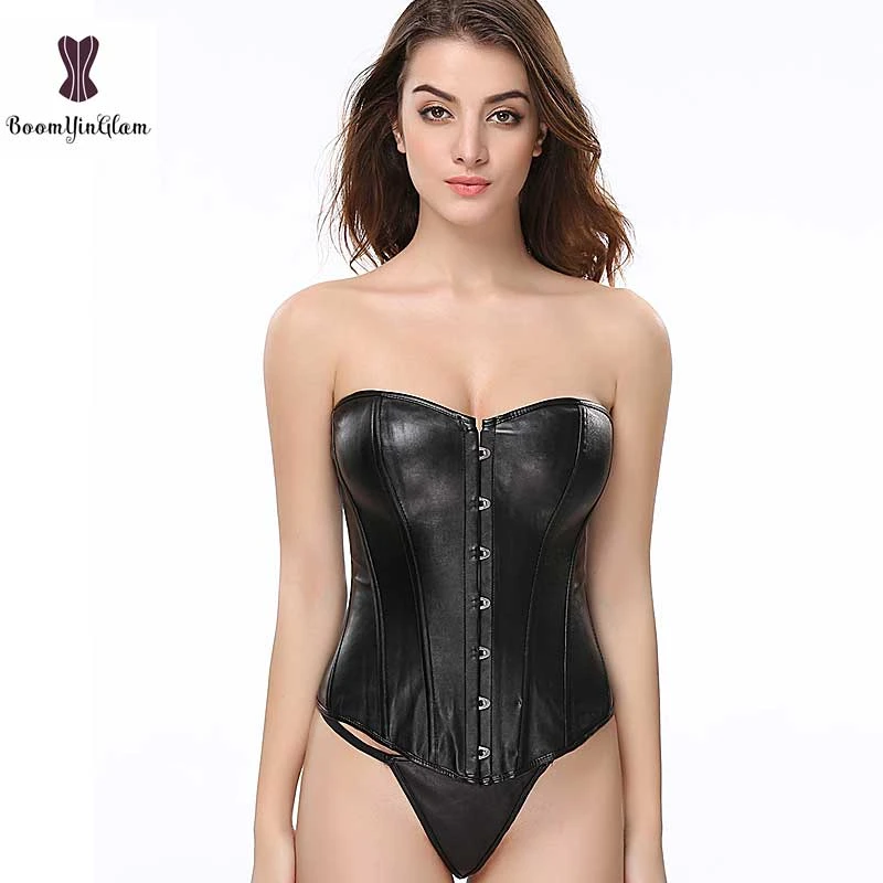 red leather corset top