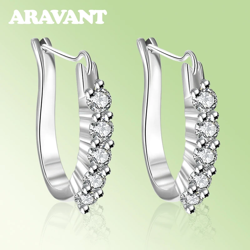 

New Design U Shape Hoop Earrings For Women AAA+ Cubic Zirconia Earring Fashion Wedding Jewelry