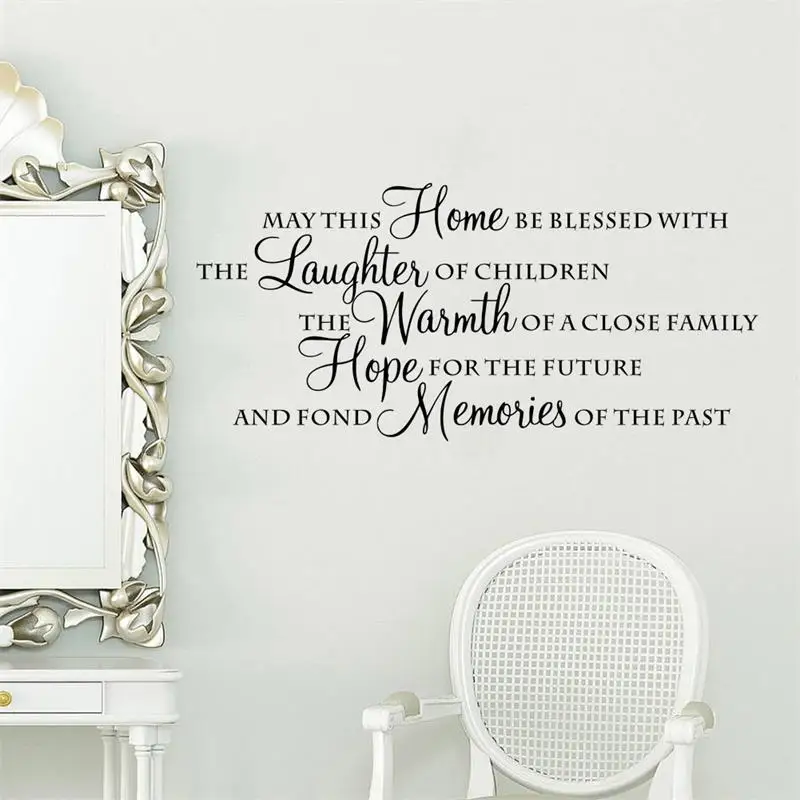 Home blessed with laughter warmth hope memories Wall Stickers Vinyl Removable Mural Decal Art Bedroom decor poster 1