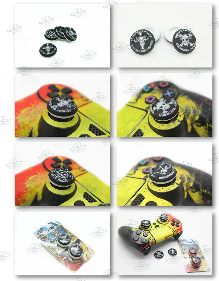 

One Piece Style White silicone thumbstick grips for PS4 games controller mod kit parts
