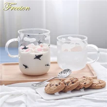 Cute Polar Bear Penguin Glass Coffee Mug Creative Beer Heat Resistant Tea Cup Japanese Zakka Novelty