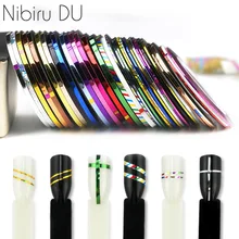 18 Рулонов/набор Чередование Лента Линия наклейки для ногтей лазерный Блеск красочный дизайн наклейки для ногтей инструменты для маникюра «сделай сам» украшения для ногтей