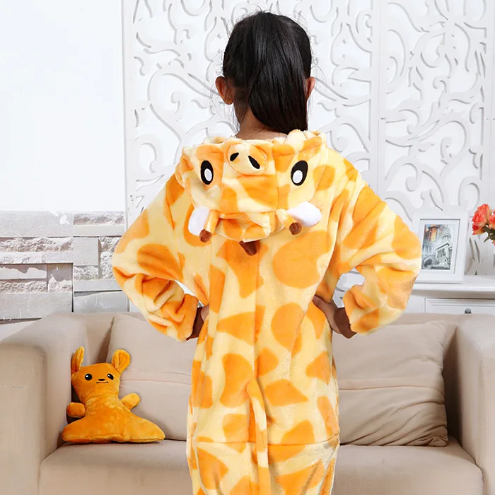 Детские пижамы г. Зимняя Пижама для маленьких мальчиков «летучая мышь» цельное ночное белье с героями мультфильмов теплая Пижама «Единорог» для малышей, infantil invierno - Цвет: giraffe