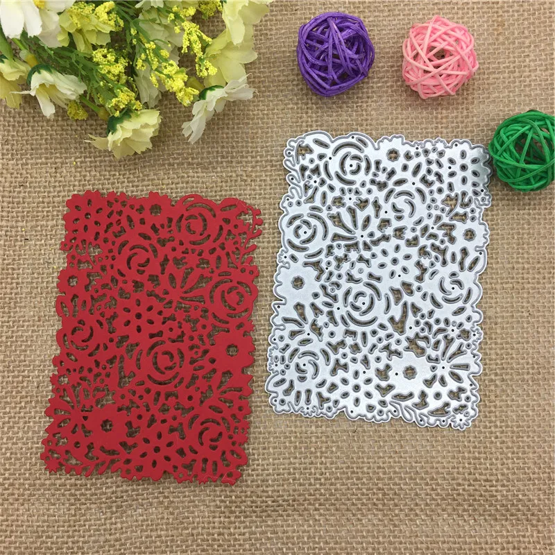 Квадратные металлические режущие трафареты с розами для рукоделия скрапбукинга