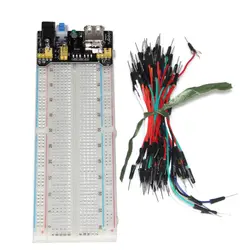 3,3 V/5 V MB102 макет модуль питания + MB-102 830 точек Solderless Прототип макетная плата комплект + 65 гибкие кабели перемычек