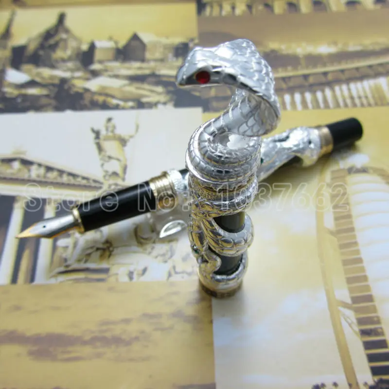 jinhao pen Silver upscale beautiful snake fountain pen nib F Nibin