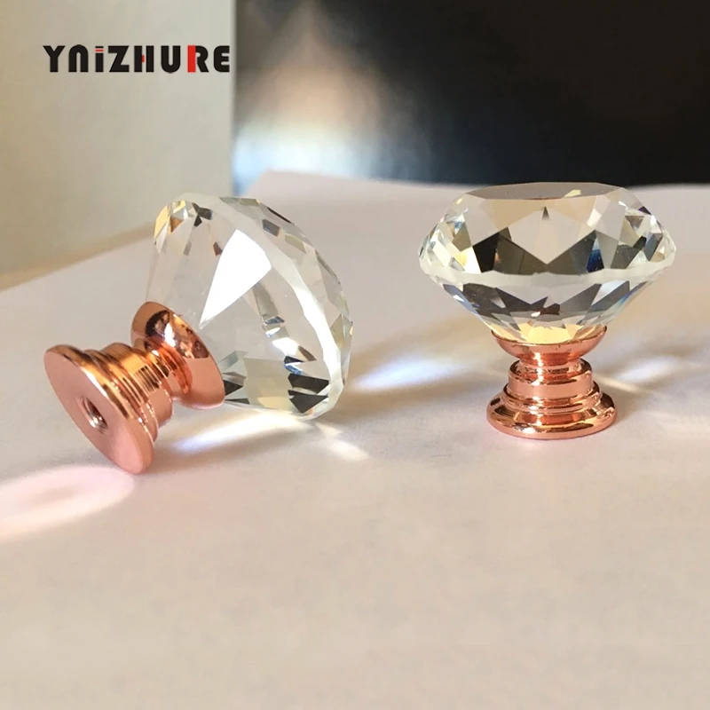 YNIZHURE 10 قطعة/الحزمة 30 ملليمتر الماس شكل الكريستال والزجاج درج مقابض خزانة مقابض سحب المطبخ مقابض باب خزانة الأجهزة