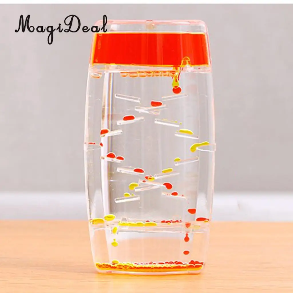 1Pc Square Floating Oil Liquid Bubbler Motion Timer Hour Glass Ladder for Room Desk Table Decor Children Kids Toy Novelty Gift