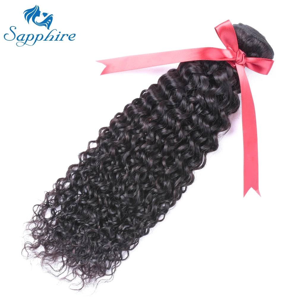 Sapphire Hair Malaysian Kinky Curly Weave Bundles 100% Human Bundle 1PCS Natural Color 8-24 inches Remy Extension | Шиньоны и парики