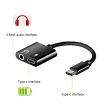 Cable Type-C to 3.5mm Headphone Jack Adapter AUX 2 In 1 Sync Data Charging For Mobile Phone RJ88 ND998