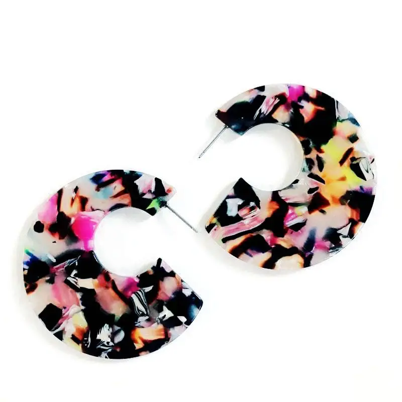 

Bohemian Fashion Drop Earrings Resin Acetate Alloy Earrings Half Moon Color Temperament Earrings For Women Gifts New Wholesale