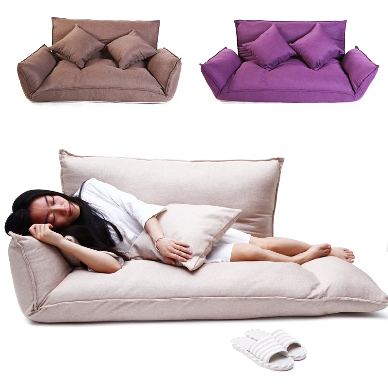 A,Modern Design Floor Sofa Bed 5 Position Adjustable Sofa Plaid Japanese Style Furniture Living Room Reclining Folding Sofa