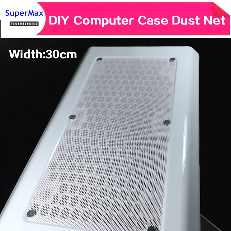 

5pcs wide30cm PVC Computer case Mesh Chassis Fan Cooler Cabinet Dust Filter dustproof network net 1pcs=20cm white