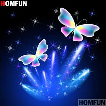 

HOMFUN Full Square/Round Drill 5D DIY Diamond Painting "Light butterfly" 3D Diamond Embroidery Cross Stitch Home Decor A19796