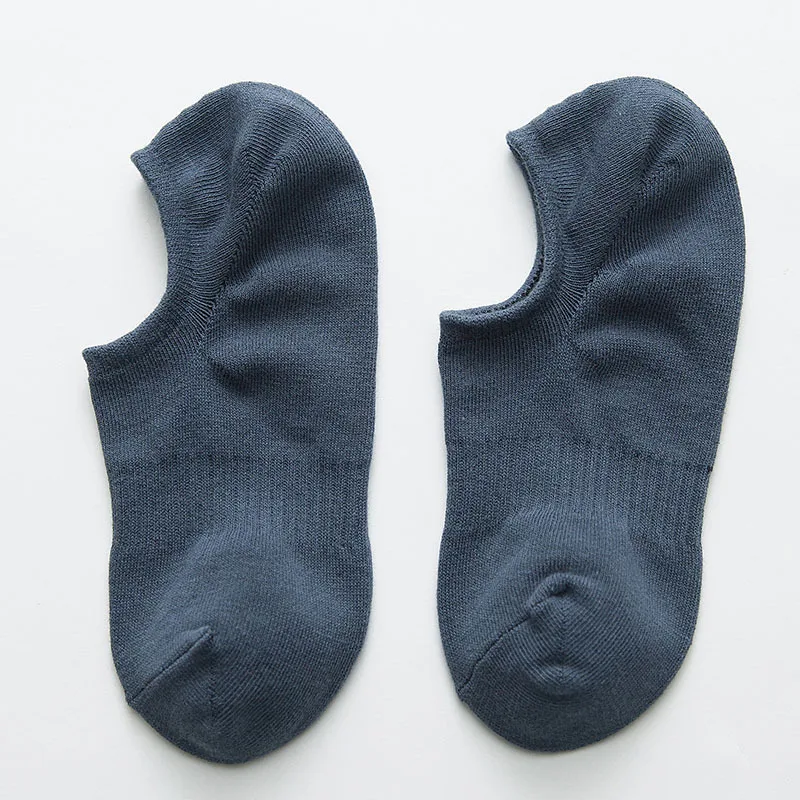 PEONFLY 10 цветов летние сетчатые дышащий короткий носок тапочки мужские однотонные Нескользящие силиконовые носки мужские невидимые носки-башмачки до лодыжки - Цвет: Cowboy blue