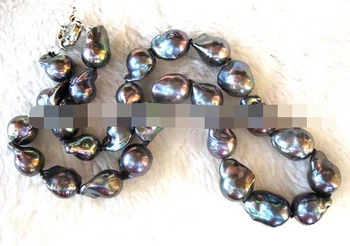 

Jew2320 freshwater pearl black drop reborn keshi necklace 17"
