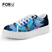 FORUDESIGNS/Модная женская обувь на толстой мягкой подошве с принтом бабочки; дышащая женская обувь на плоской платформе со шнуровкой; обувь, увеличивающая рост