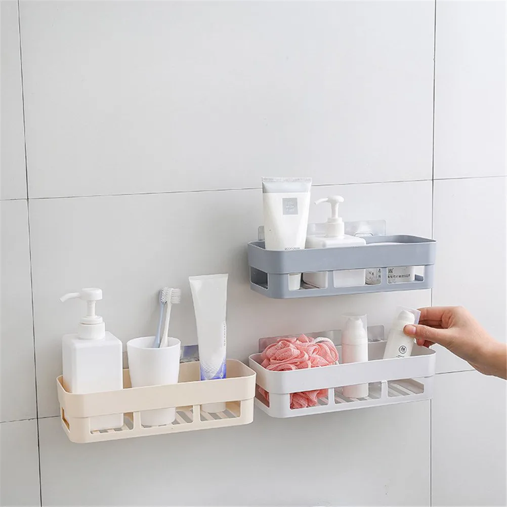 Strong Suction Cup Wall Mounted Holder Wall Rack Shower Lotion Organizer Kitchen Bathroom Shelf Adhesive Badkamer Storage Rack Storage Shelves Racks Aliexpress