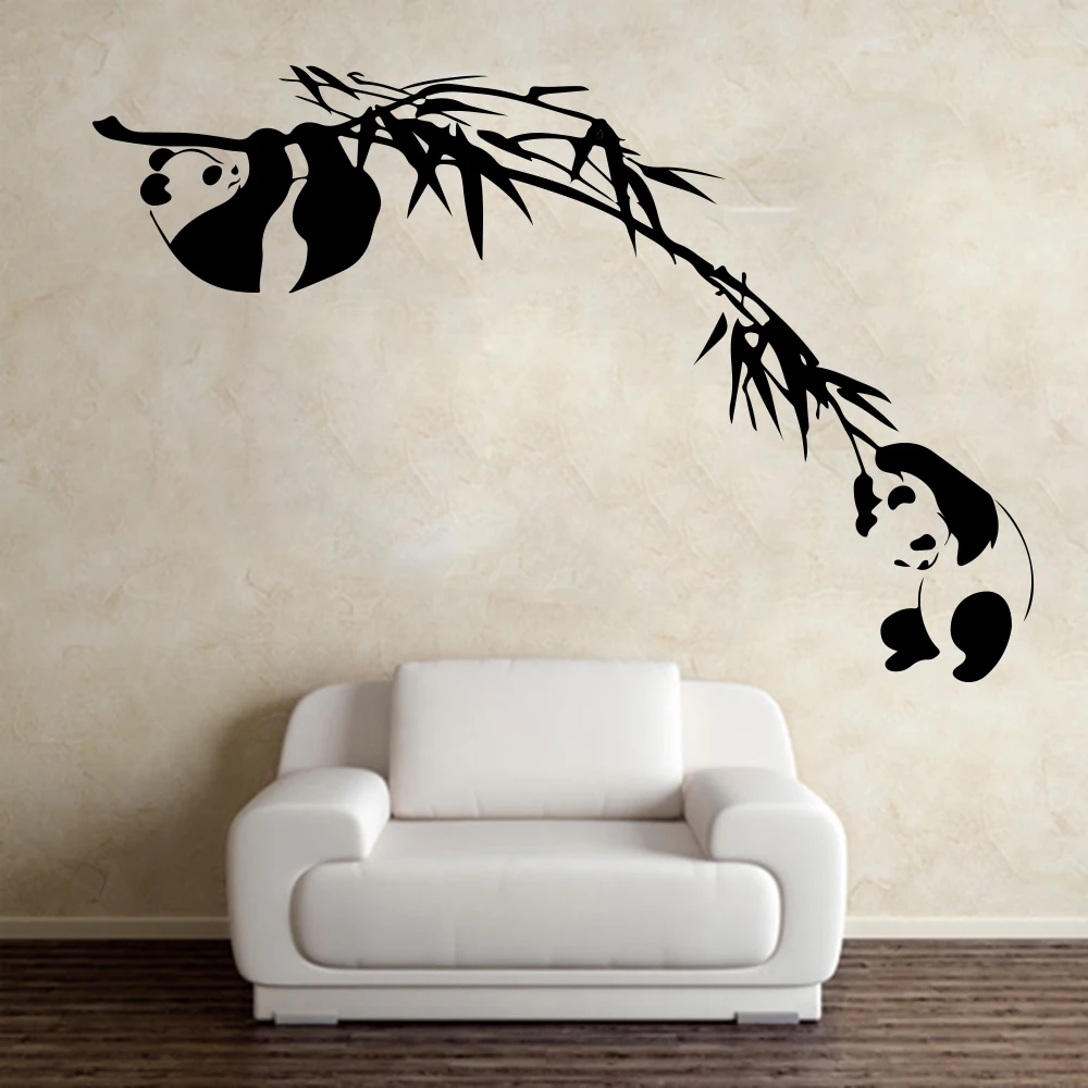 Panda Bamboo Tree Branch Wall Decals Kids Room Baby Nursery Asian Animal Forest Jungle Panda Wall Stickers Bedroom roommates (2)