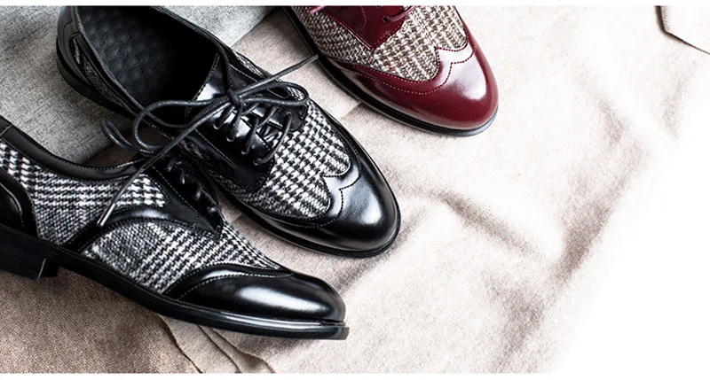 Women Oxford Luxury Brogue Shoes Women Designers Lace Up FLock+Leather Office Lady Shoes Platform Casual Oxford Shoes For Women (45)